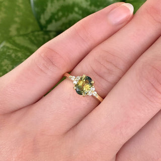 Custom Parti Sapphire & Diamond Cluster Engagement Ring