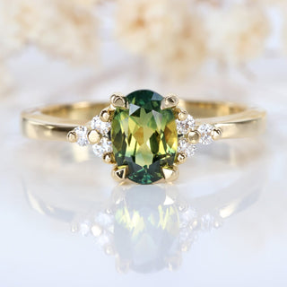 Custom Parti Sapphire & Diamond Cluster Engagement Ring