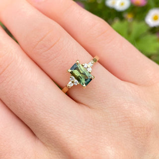 Custom Parti Sapphire & Diamond Cluster Engagement Ring in 18ct Gold