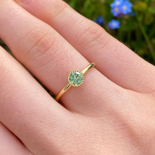 Custom Petite Green Sapphire Solitaire Engagement Ring, 18ct Gold