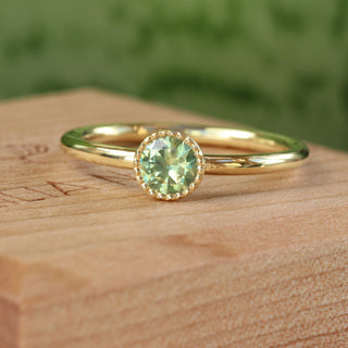 Custom Petite Green Sapphire Solitaire Engagement Ring, 18ct Gold