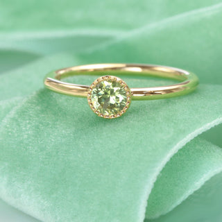 Custom Petite Green Sapphire Solitaire Engagement Ring, 18ct Gold