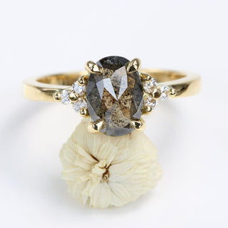 Custom Salt and Pepper Diamond Cluster Engagement Ring, 18ct Gold