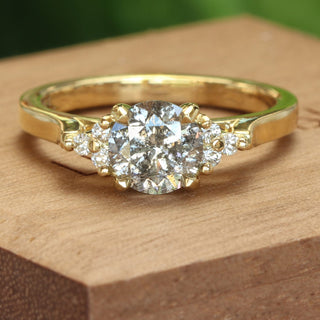 18ct gold salt and pepper diamond cluster engagement ring 