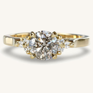 Handmade Salt and pepper diamond cluster 18ct gold engagement ring