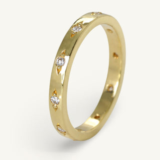 Handmade 18ct gold bead set diamond eternity or wedding ring