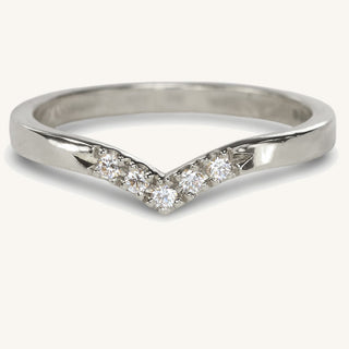 Handmade 950 platinum pave diamond wishbone wedding ring