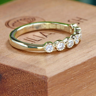 Diamond Milgrain Engraved 18ct Gold Wedding or Eternity Ring