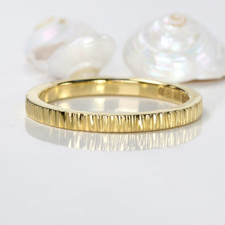 Tree Bark textured slim wedding band handmade from solid 9ct gold