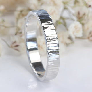 Tree Bark Texture Platinum Wedding Ring