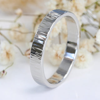 Tree Bark Texture Platinum Wedding Ring