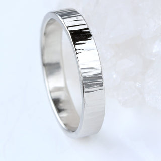Tree Bark Texture Platinum Wedding Ring