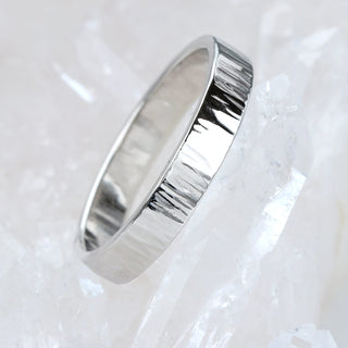 Tree Bark Texture Platinum Wedding Ring