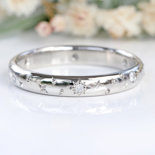 Celestial Diamond Band | Sun, Moon and Stars Gold Ring