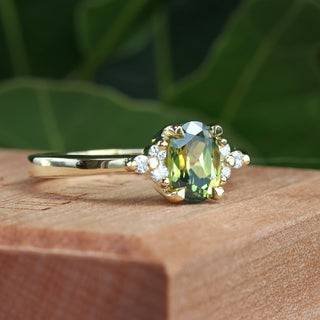 Custom Parti Sapphire & Diamond Cluster Engagement Ring