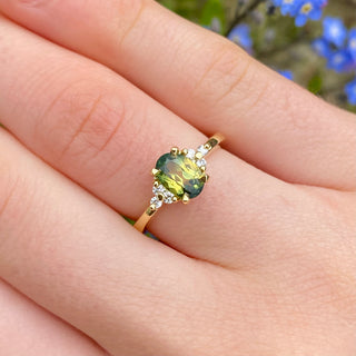 Custom Parti Sapphire & Diamond Cluster Engagement Ring