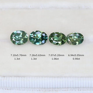 Selection of oval Parti sapphires for bespoke engagement ring