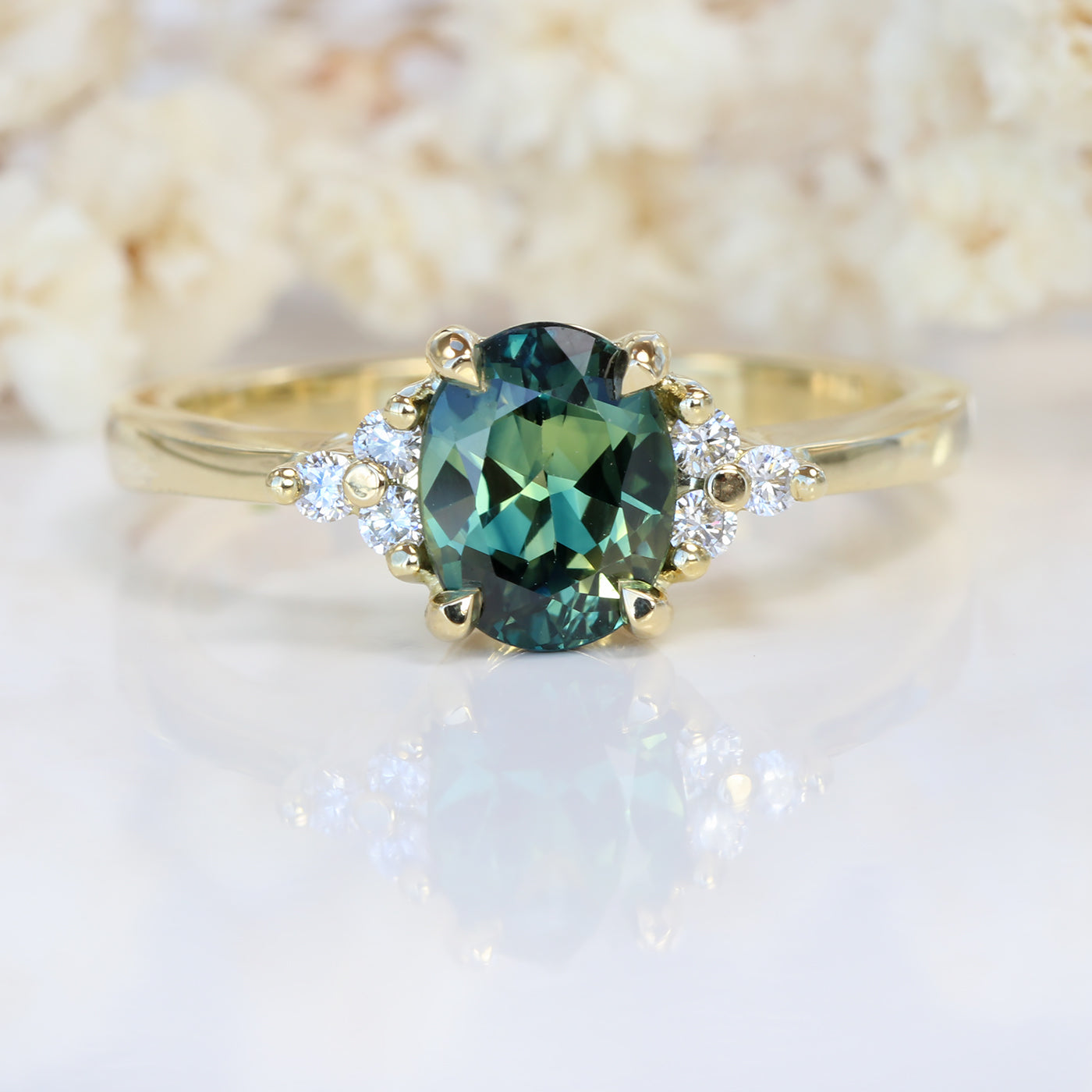 Parti Sapphire & Diamond Cluster Engagement Ring