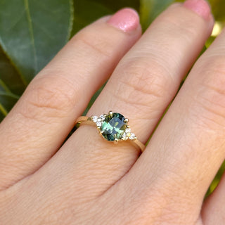 Custom Parti Sapphire & Diamond Cluster Engagement Ring