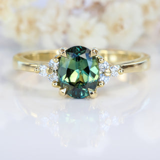 Custom Parti Sapphire & Diamond Cluster Engagement Ring