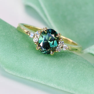 Custom Parti Sapphire & Diamond Cluster Engagement Ring