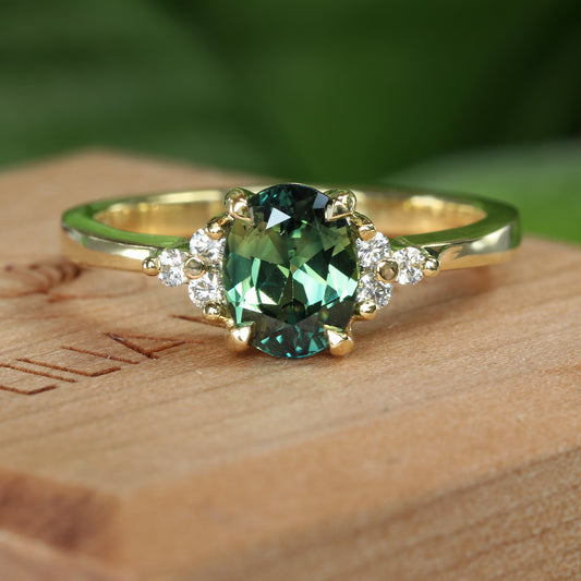 Parti Sapphire & Diamond Cluster Engagement Ring