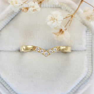 18ct Gold Pavé Diamond Wishbone Wedding Ring