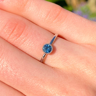 Petite Sapphire Solitaire Platinum Engagement Ring