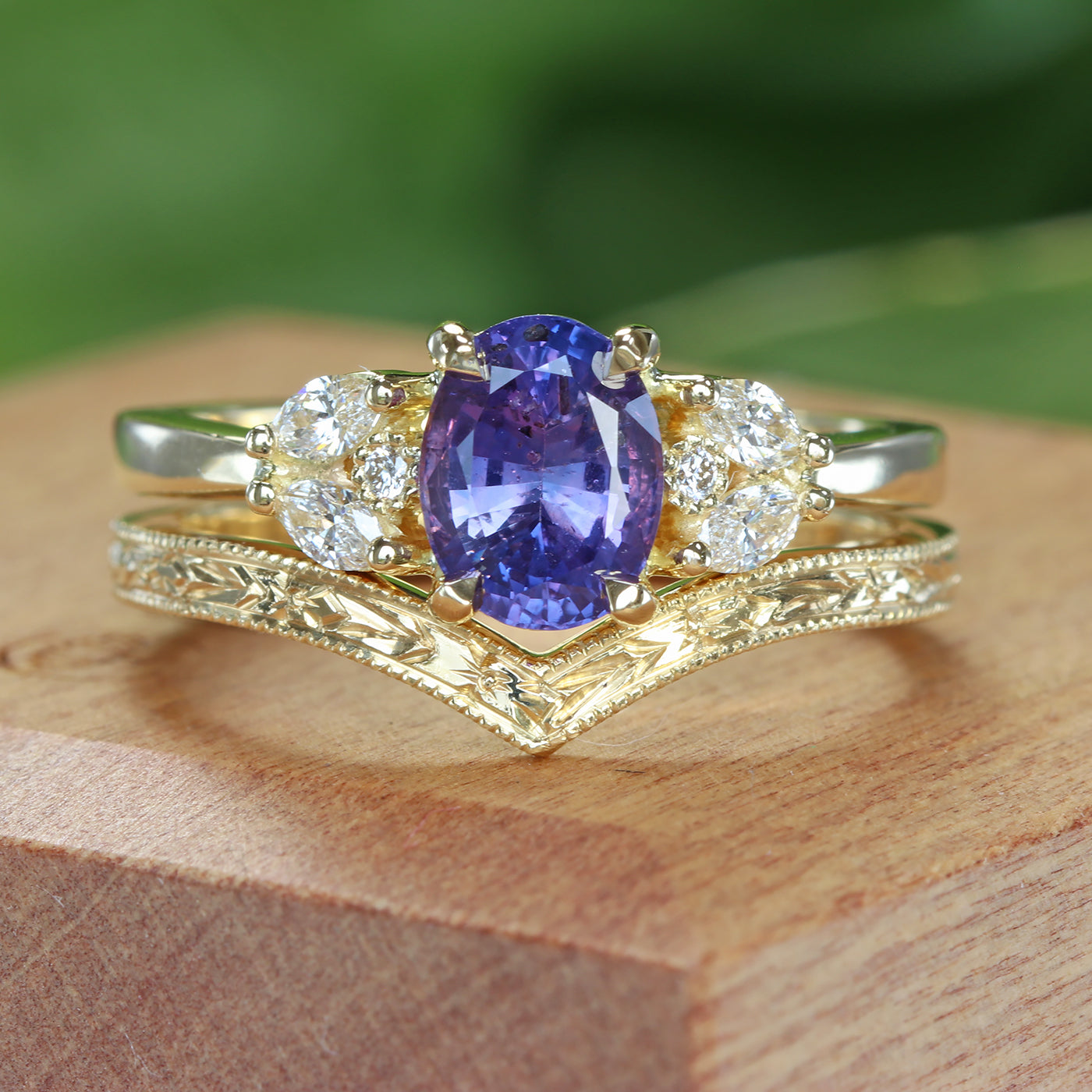 My a’th kar - Purple Sapphire & Diamond Engagement Ring (Size L 1/2, Resize J 1/2 - N 1/2)