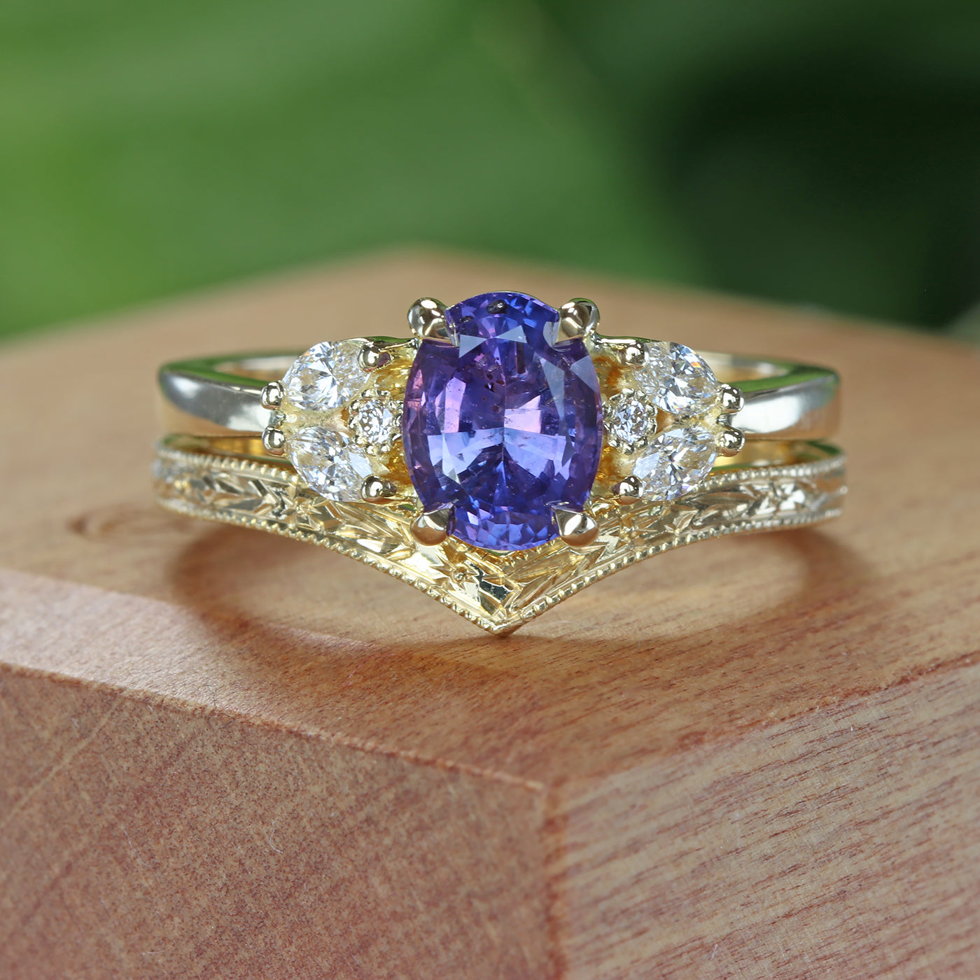 My a’th kar - Purple Sapphire & Diamond Engagement Ring (Size L 1/2, Resize J 1/2 - N 1/2)