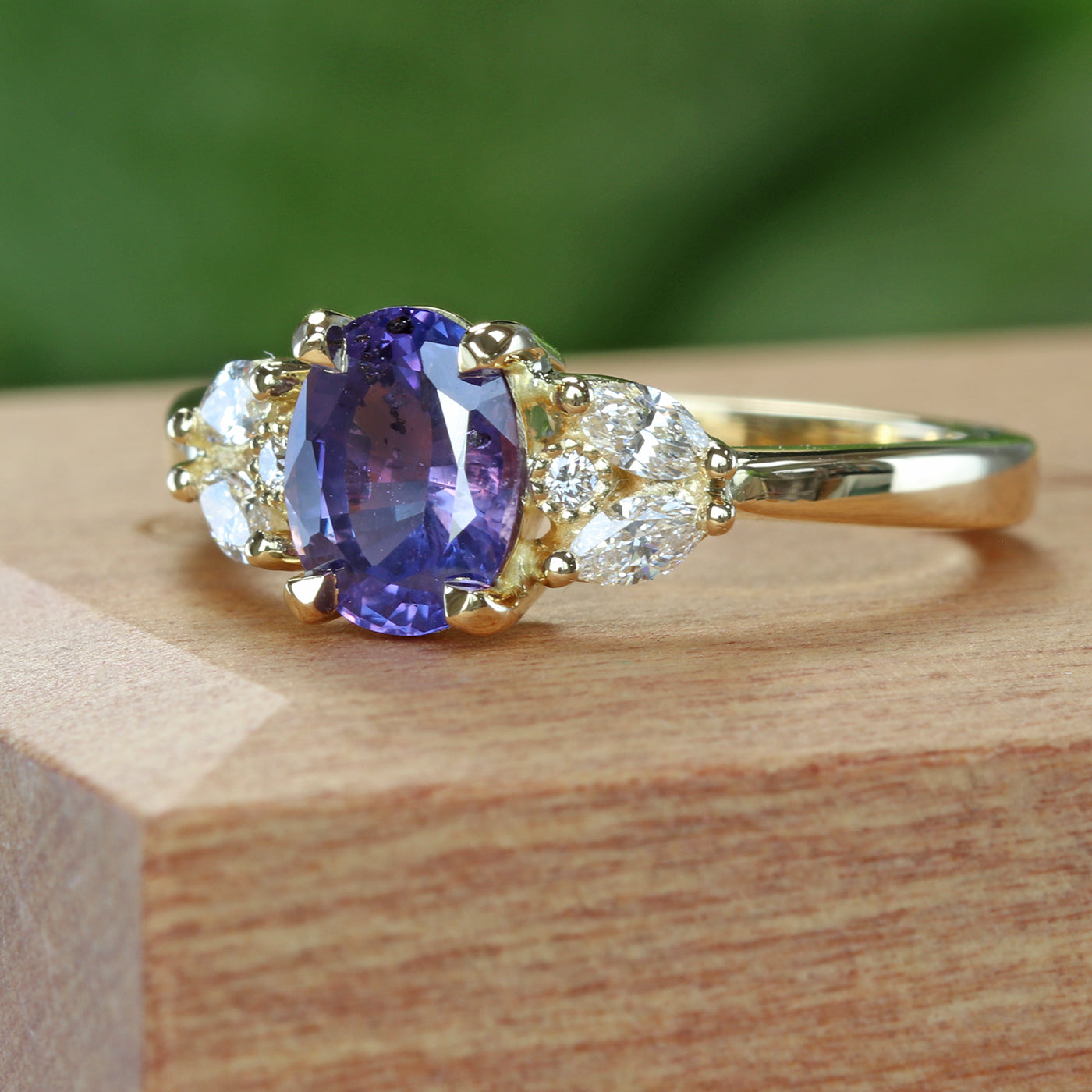 My a’th kar - Purple Sapphire & Diamond Engagement Ring (Size L 1/2, Resize J 1/2 - N 1/2)