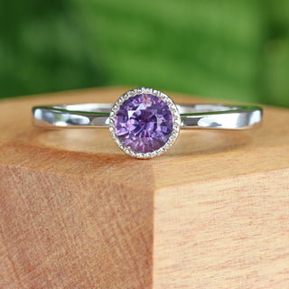 Custom Purple Sapphire Solitaire Engagement Ring in Platinum