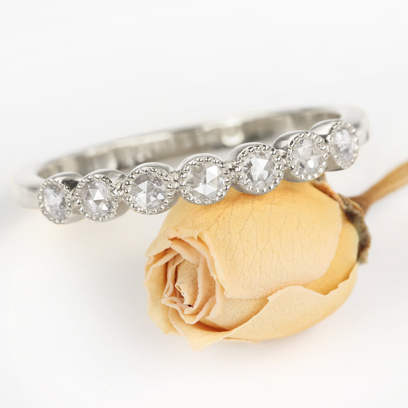 Platinum Cut Diamond Wedding or Eternity Ring, Size J 1/2
