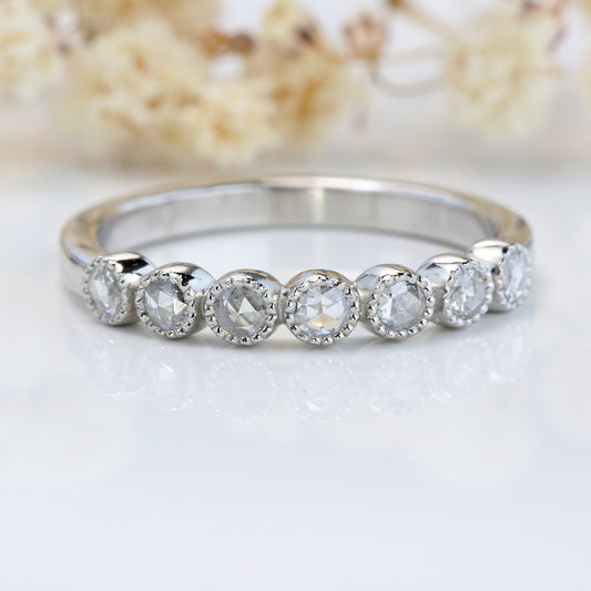 Platinum Cut Diamond Wedding or Eternity Ring, Size J 1/2