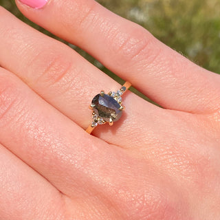 Custom Salt and Pepper Diamond Cluster Engagement Ring, 18ct Gold