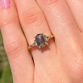 Custom Salt and Pepper Diamond Cluster Engagement Ring, 18ct Gold