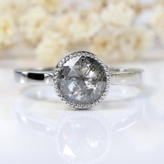 Custom Bryher Platinum Salt and Pepper Diamond Solitaire Engagement Ring