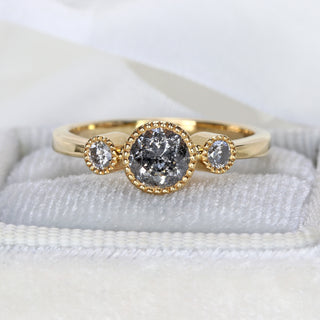 Custom Kerensa Handmade 18ct Gold Salt and Pepper Diamond Trilogy Engagement Ring