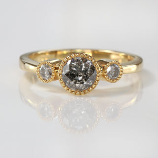 Custom Kerensa Handmade 18ct Gold Salt and Pepper Diamond Trilogy Engagement Ring