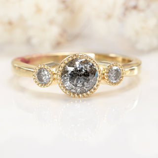 Custom Kerensa Handmade 18ct Gold Salt and Pepper Diamond Trilogy Engagement Ring