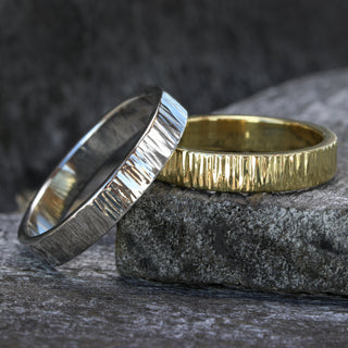 Tree Bark Texture Platinum Wedding Ring