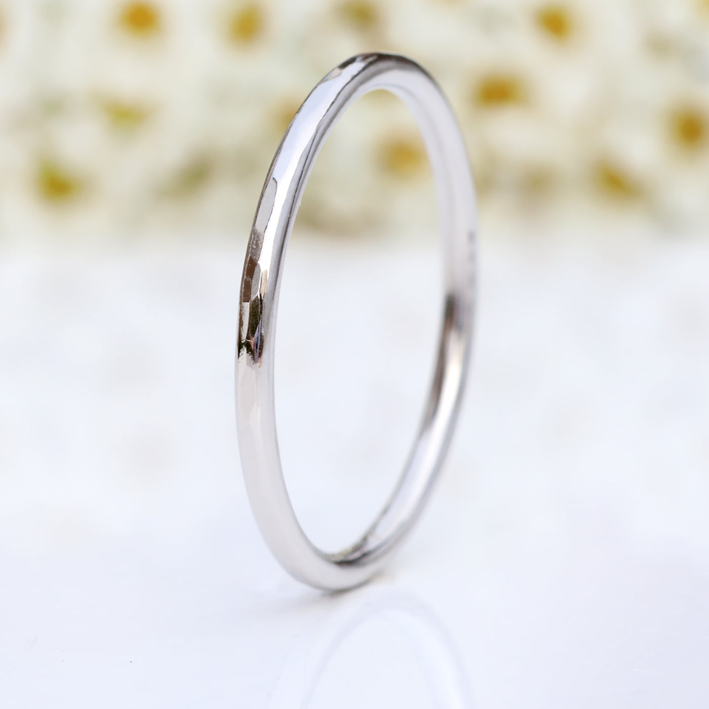 platinum slim halo wedding ring