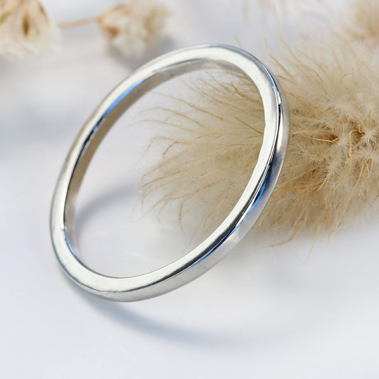 1.5mm Square Profile Slim Platinum Wedding Ring (Size N 1/2, Resize G-O)