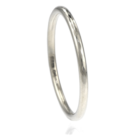 thin hammered platinum ring