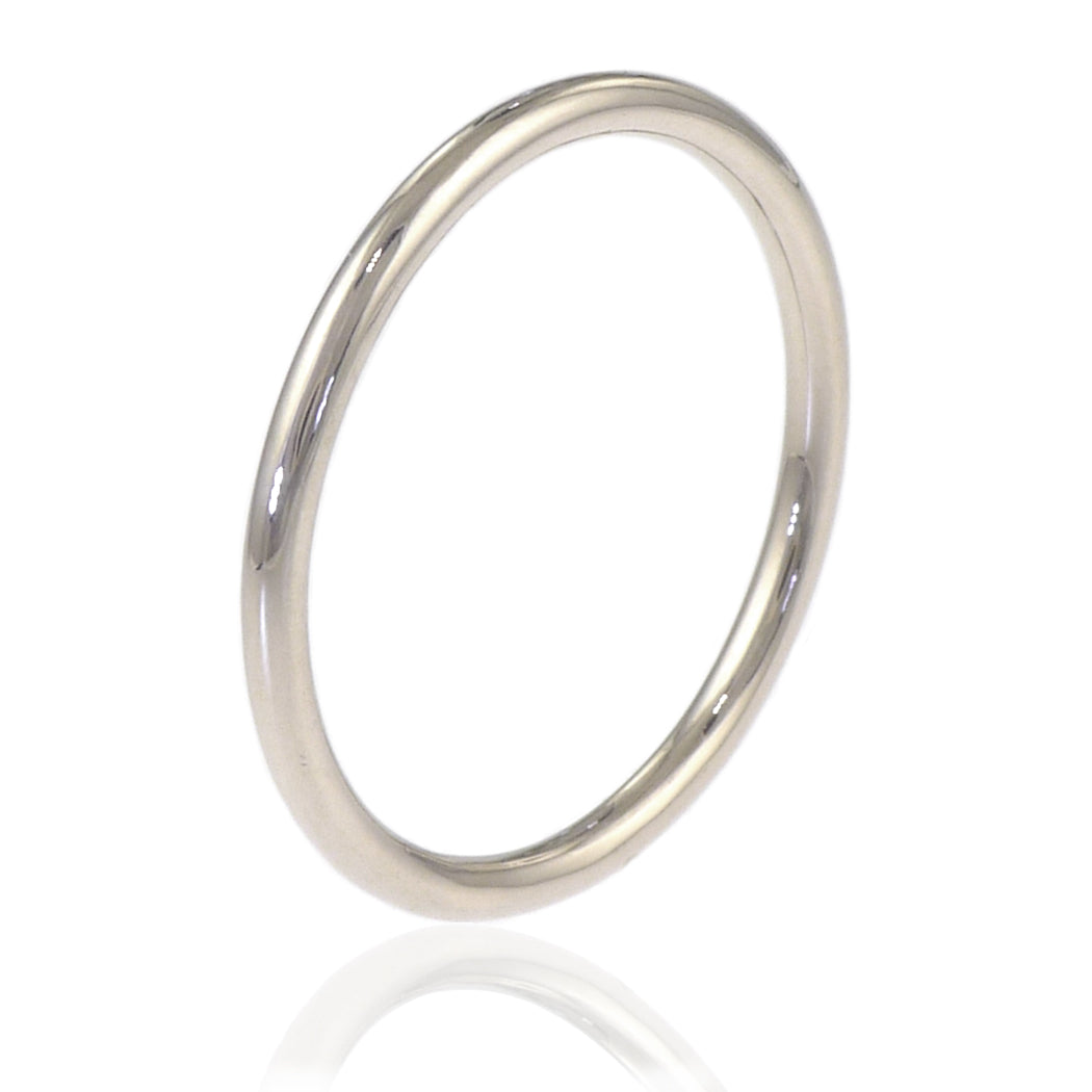Slim Halo Wedding Ring in 18ct White Gold