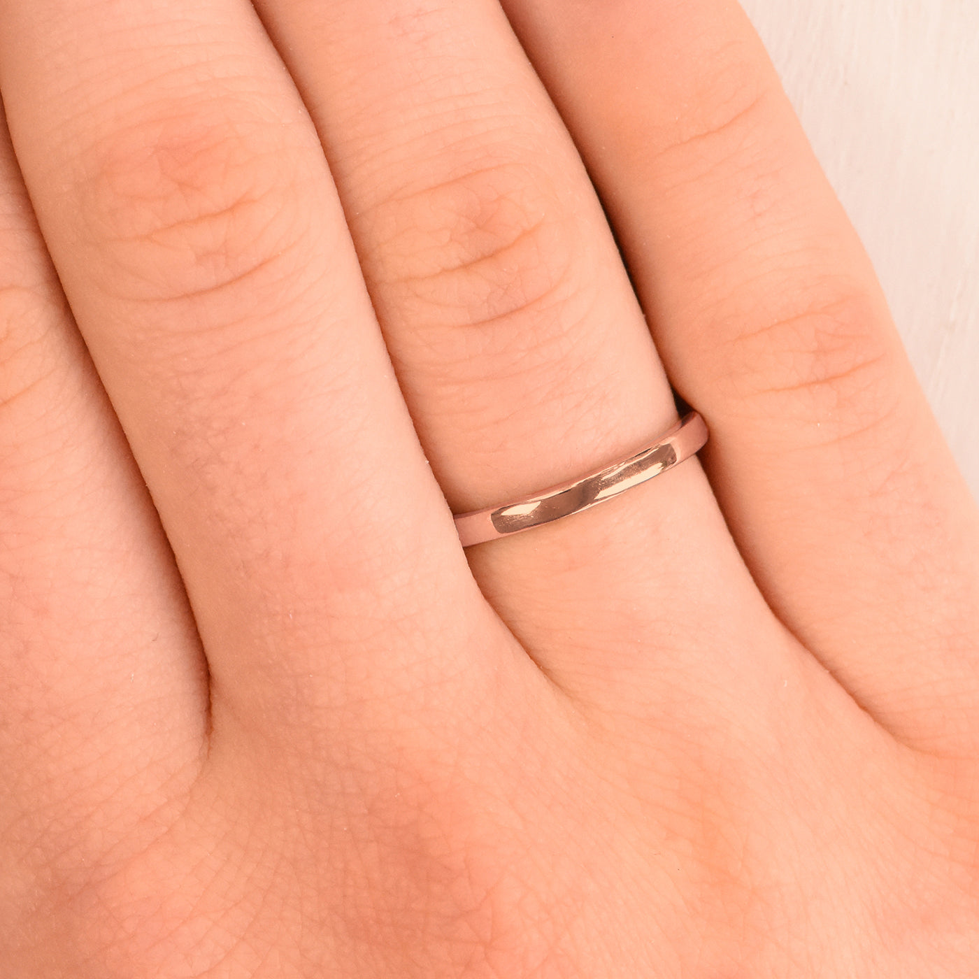2mm x 1.5mm Flat 18ct Rose Gold Wedding Ring