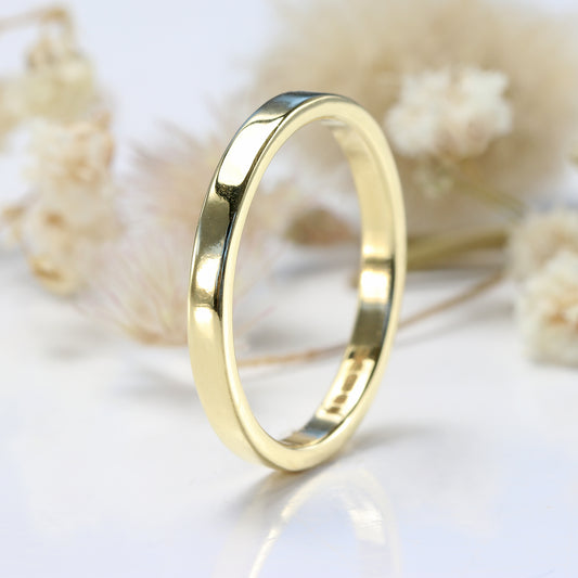 2mm Flat Wedding Ring in 18ct Yellow Gold - Size L (Resize G - L 1/2)