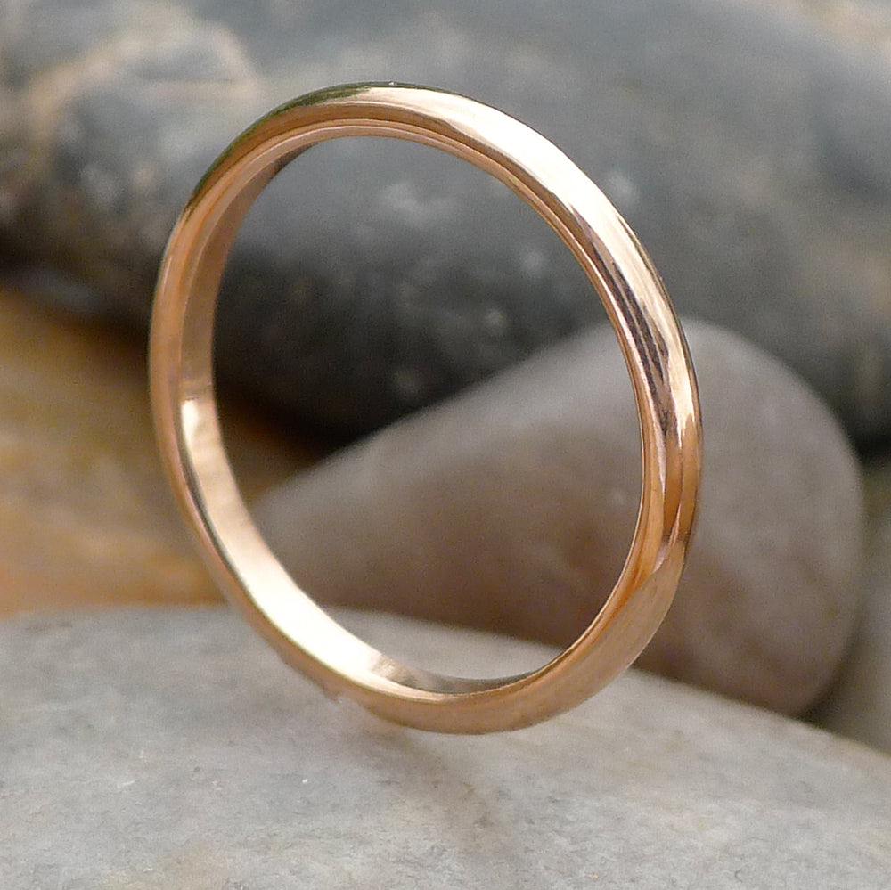 2mm wedding ring in 18ct rose gold