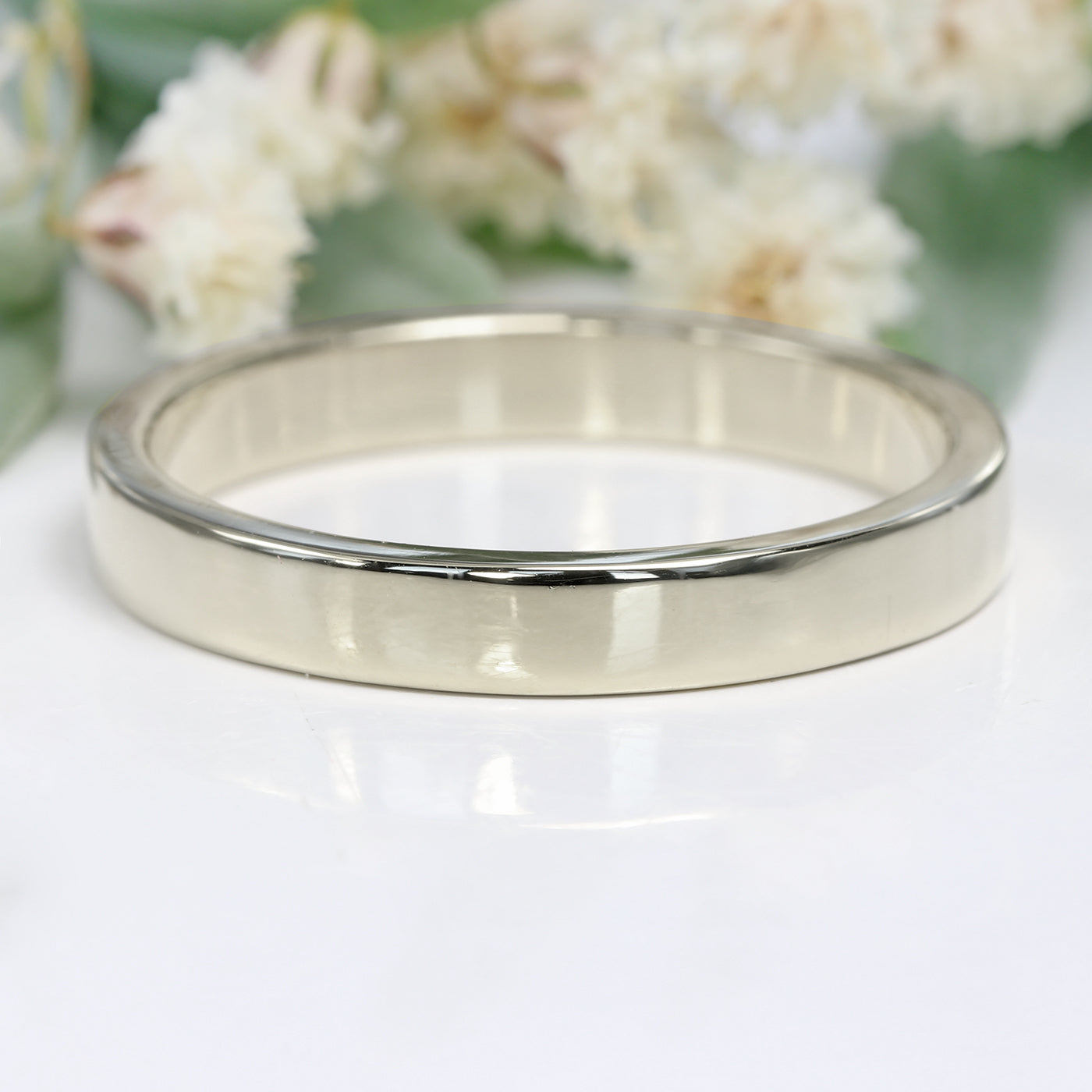 18ct Palladium White Gold 3mm Flat Polished Wedding Ring