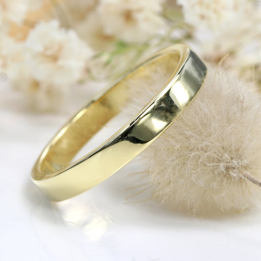 3mm x 1.5mm 18ct Gold Flat Wedding Ring